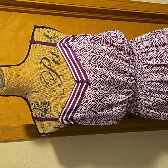 LOFT Printed Maxi Dress Purple Size L - Picture 4 of 11